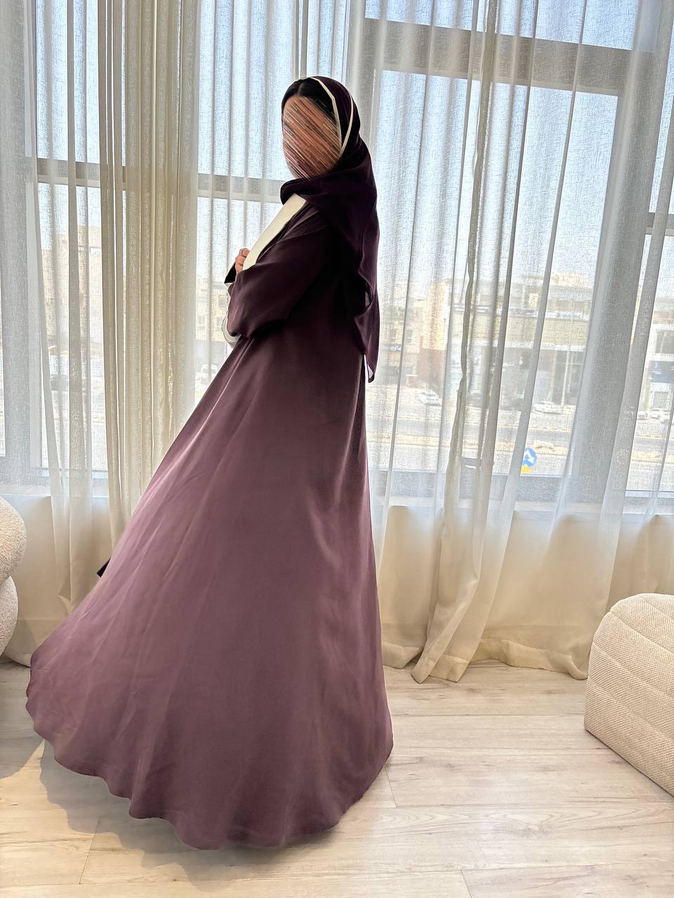  عباية كريب مغسول بليزر اكمام تفته كلفه شك 