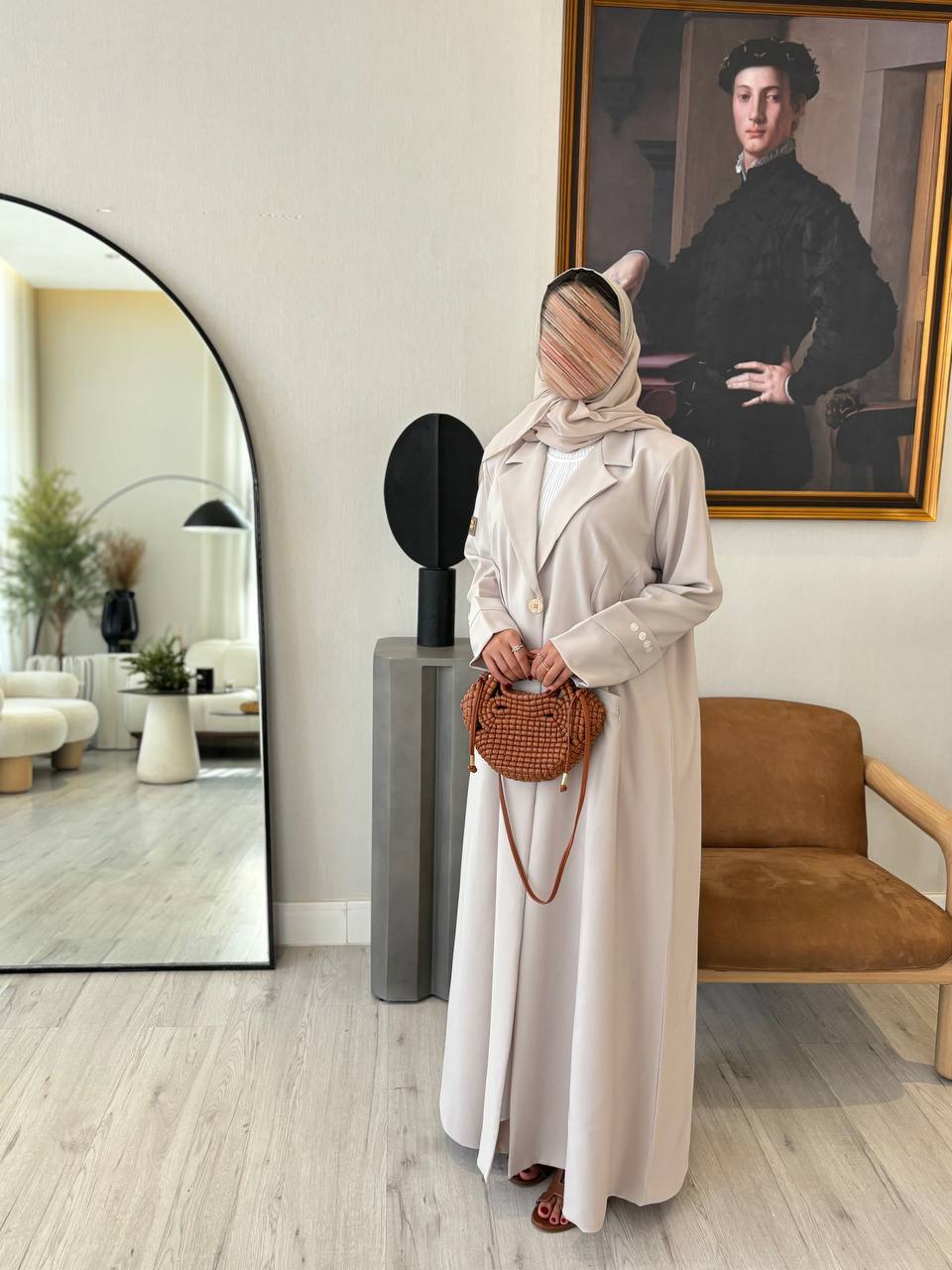  عباية كتان بليزر رسمي تحديدكسرات اكمام زرار 