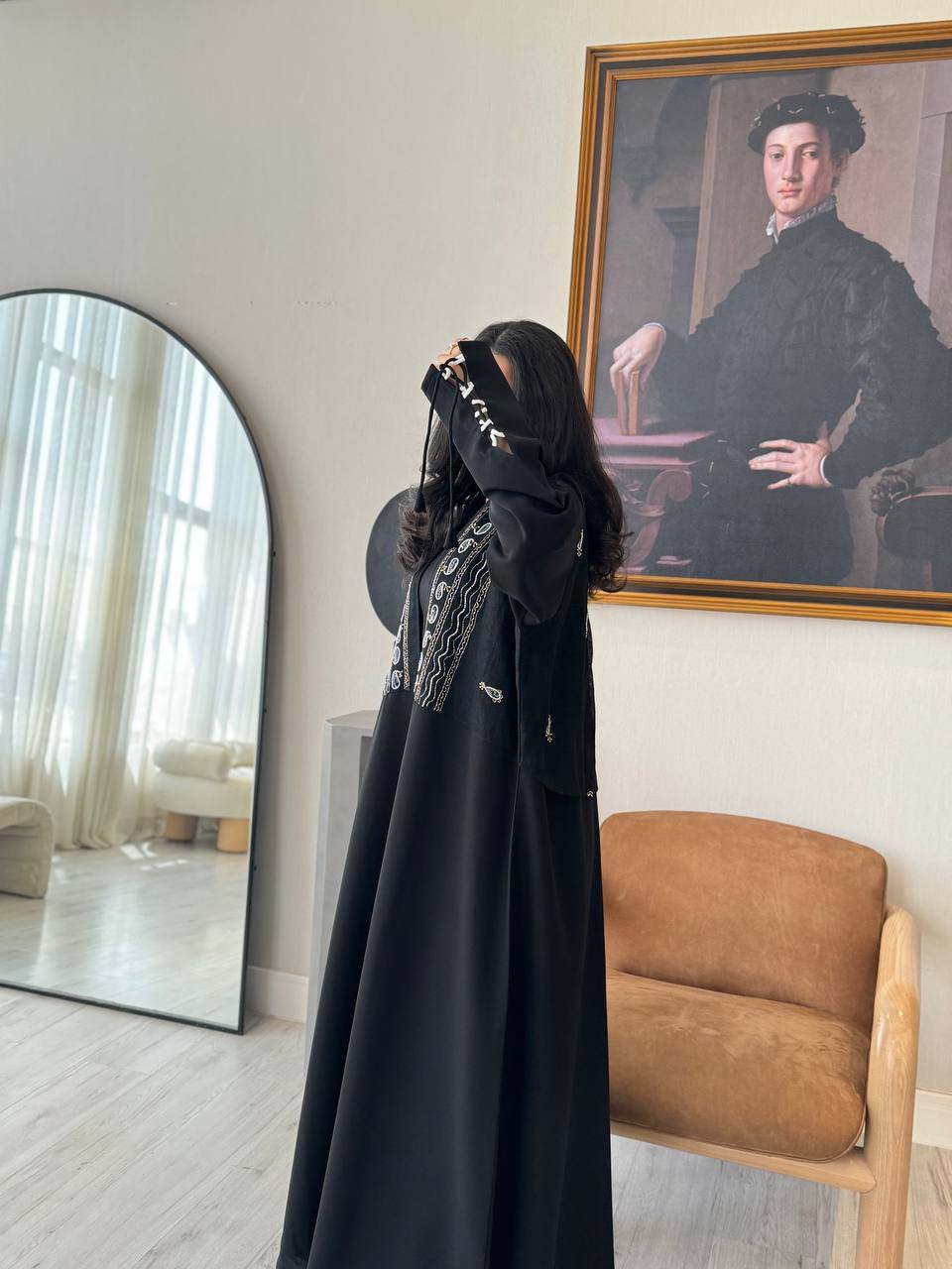  عباية كتان سديريه شك اكمام ربط 