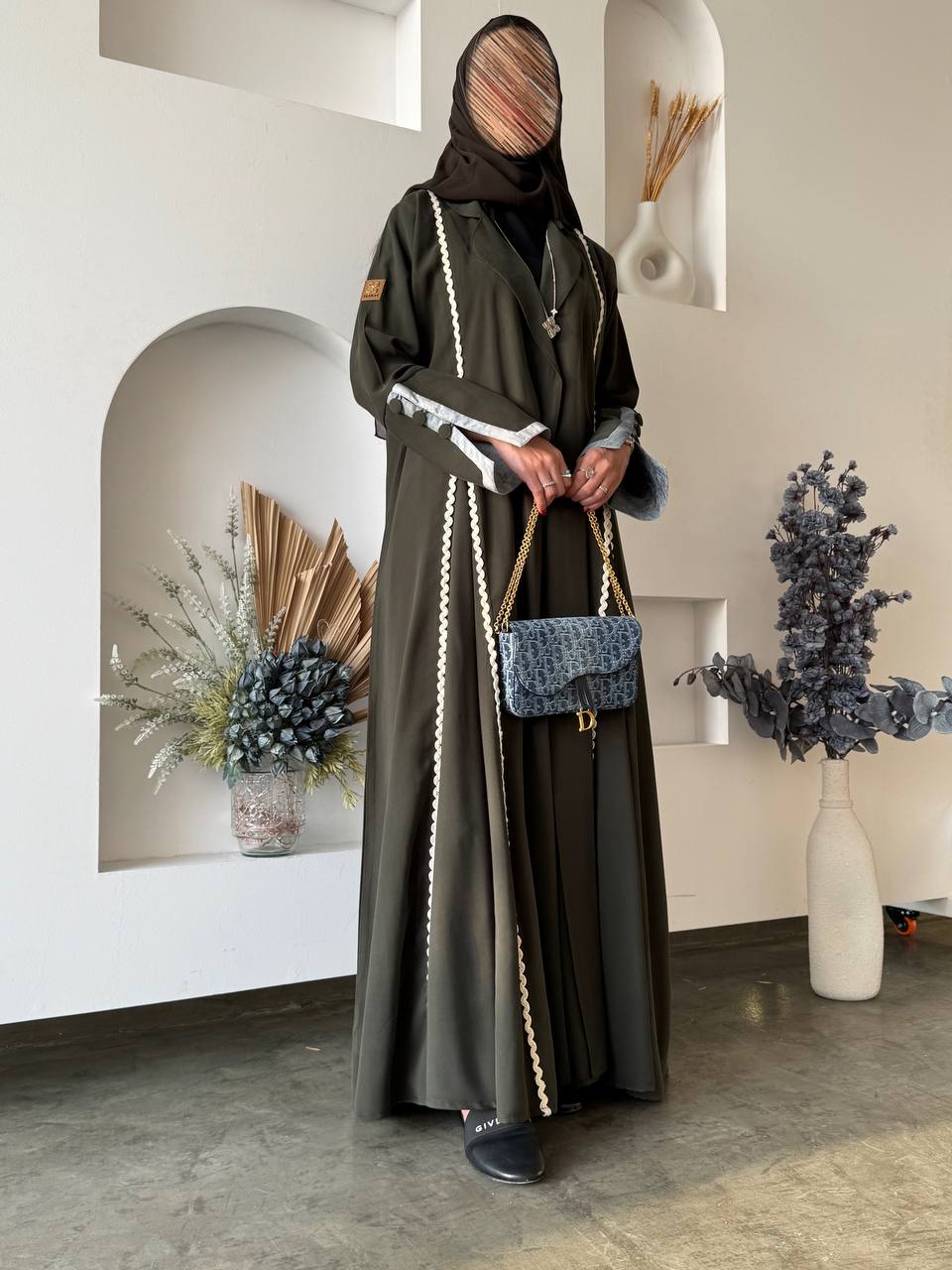  عباية كريب دبل كلوش تحديد قيطان 