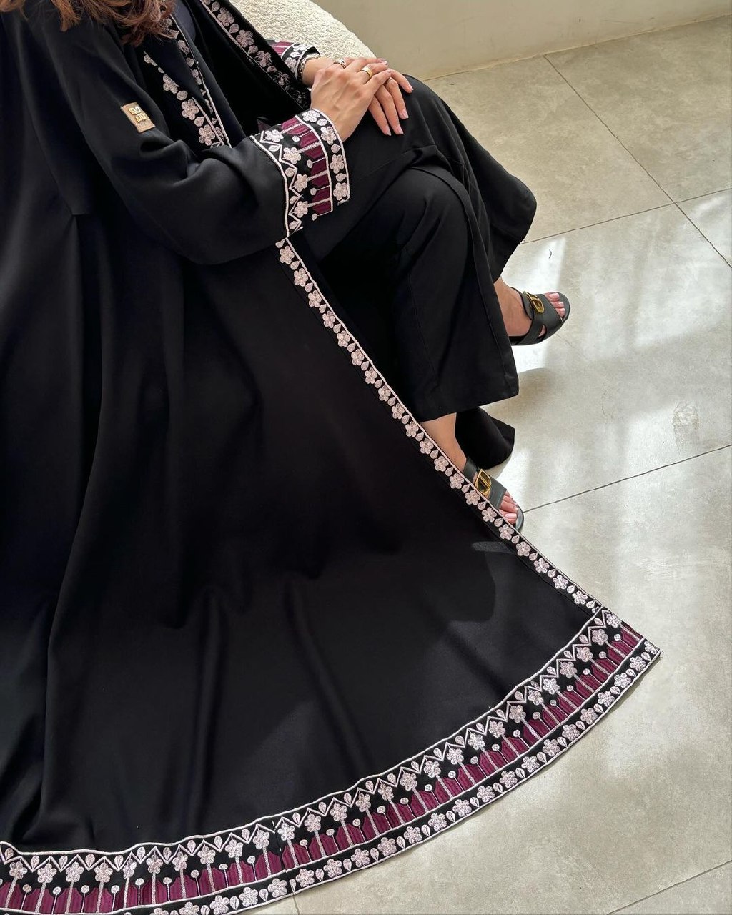  عباية كتان دبل كلوش رسمي 