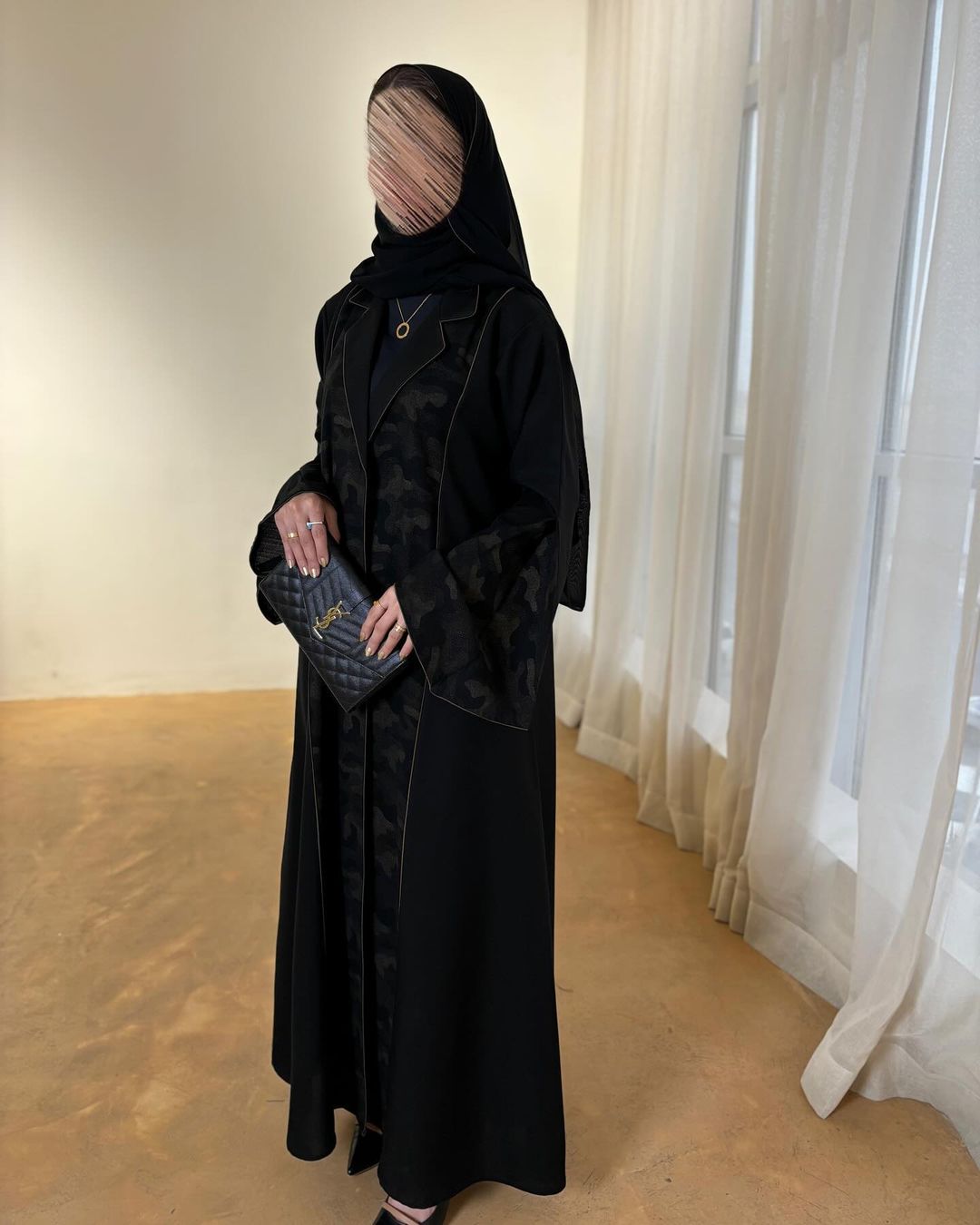  عباية&nbsp;کتان کم کلوش بليزر لینن طبع 