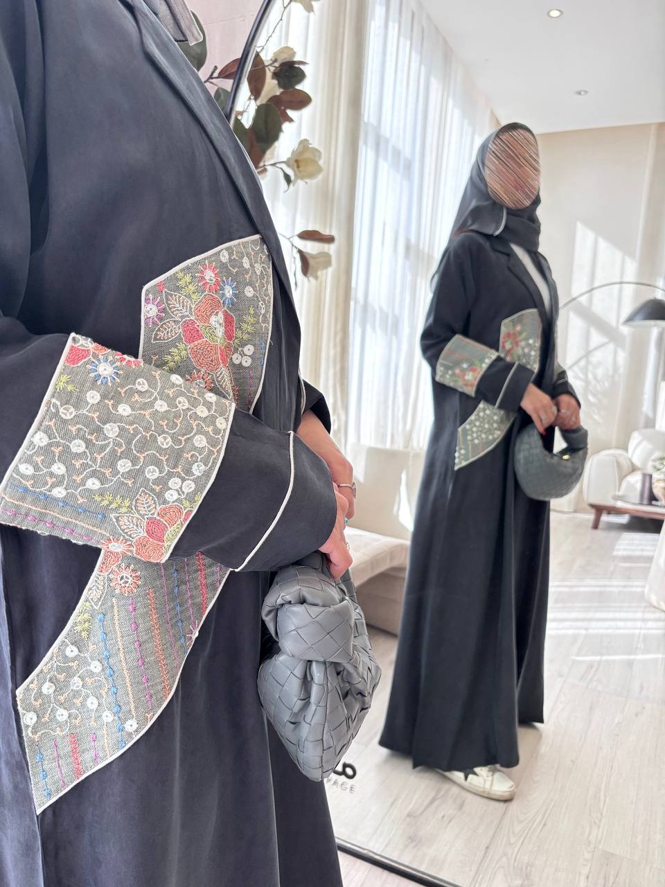  عباية كريب مغسول بتدخيلات لنن 