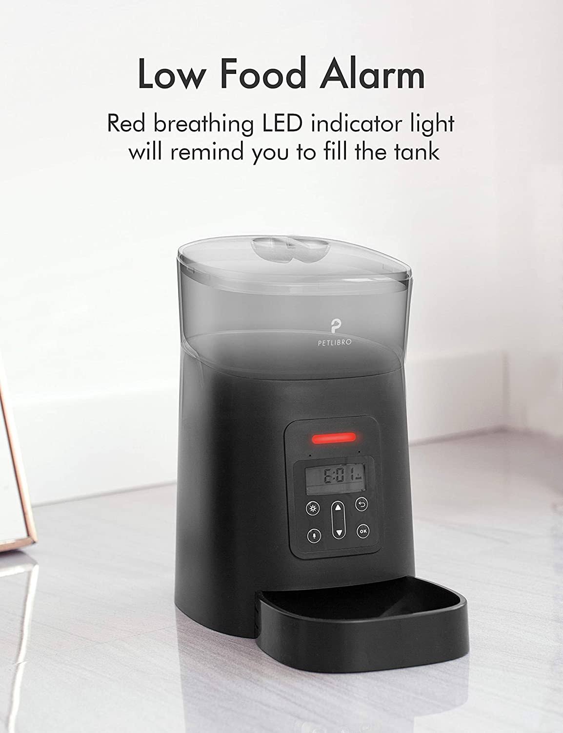  مأكليه اتوماتيك بسعة 4L سعة كبيرة وتنبيه LED 