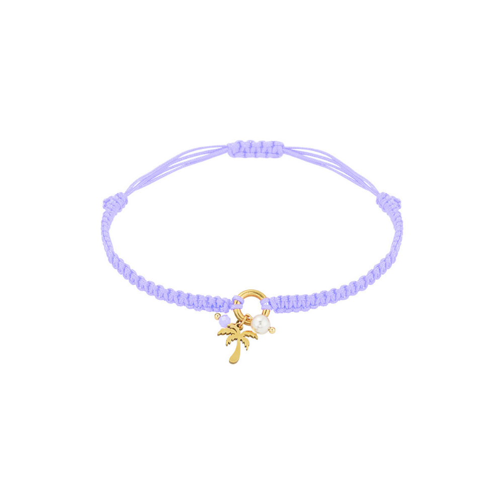 Palm Tree Bracelets with Adjustable Thread and Pearl Charm