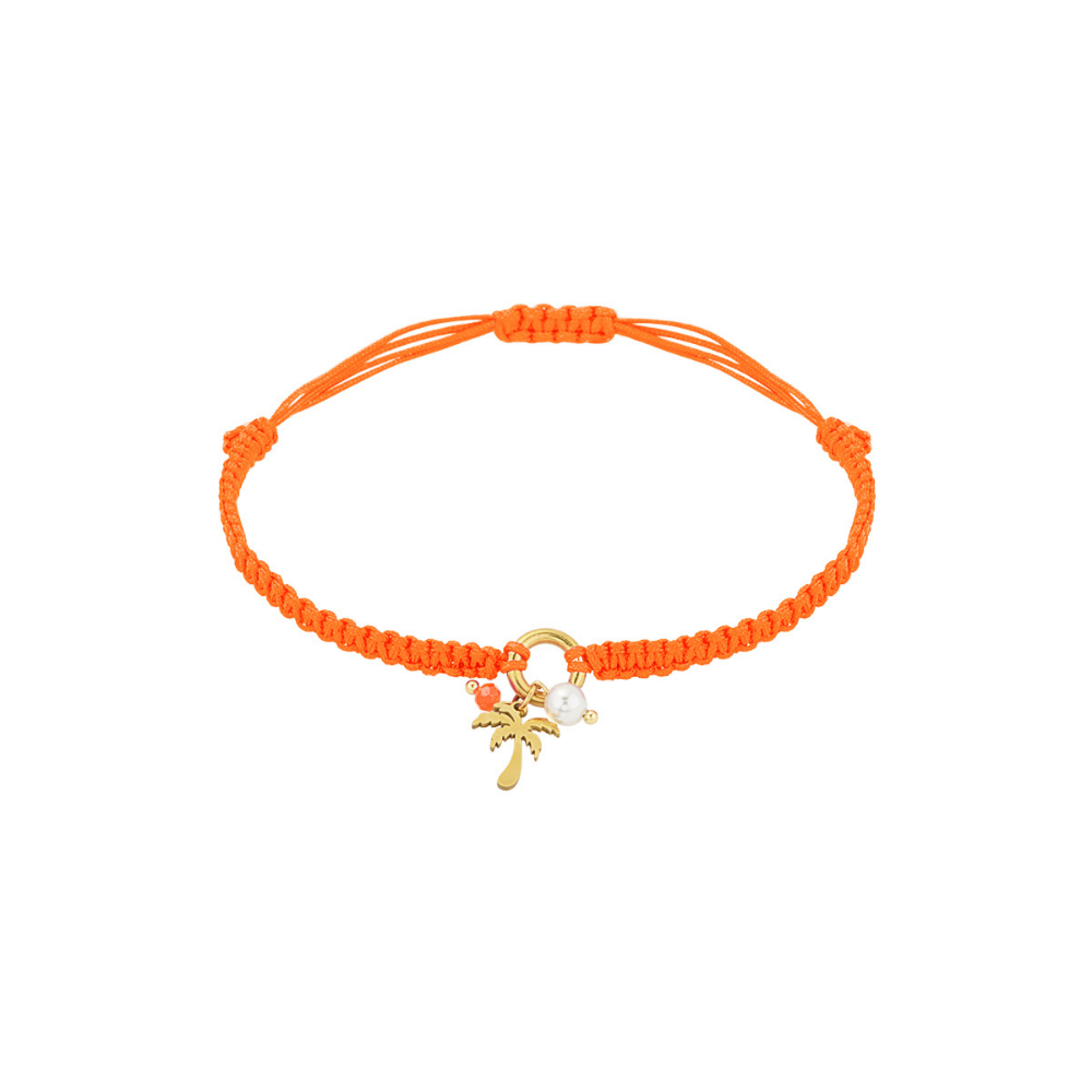 Palm Tree Bracelets with Adjustable Thread and Pearl Charm
