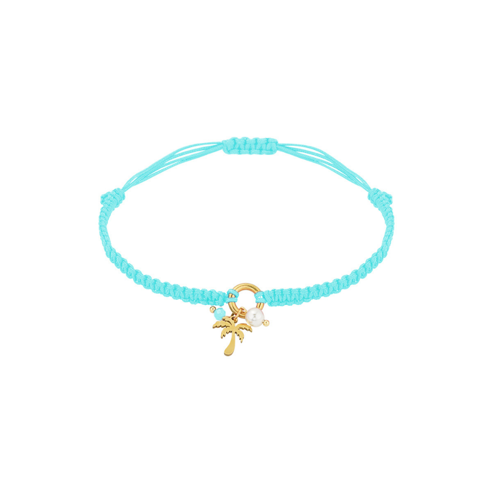 Palm Tree Bracelets with Adjustable Thread and Pearl Charm