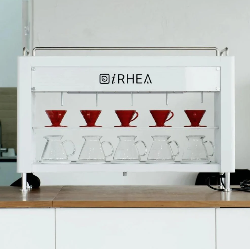 جهاز iRhea M5 Pro تحضير قهوة التقطير الاوتوماتيكي ب 5 مجموعات مع سخان مزدوج اللون الابيض
