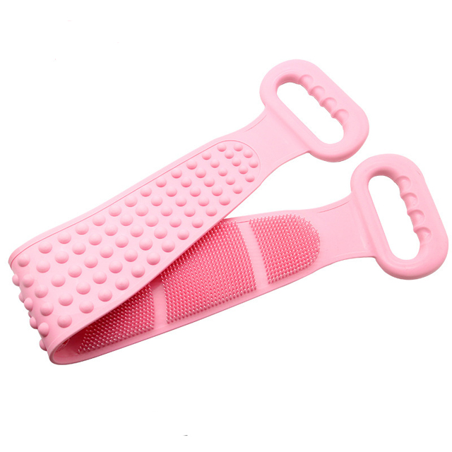  Soft no Silicone Body Sided Back Wash Scrubber Massage Brush Cleaning Trap Shower Bath Towel Belt for Self Cleaning 