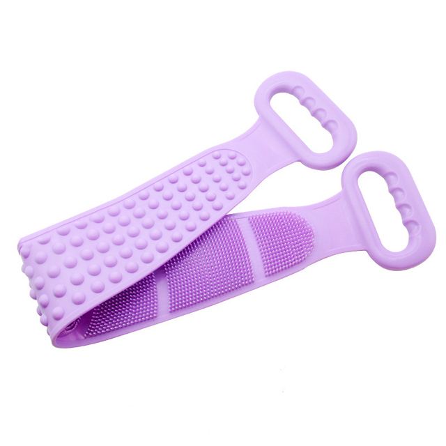  Soft no Silicone Body Sided Back Wash Scrubber Massage Brush Cleaning Trap Shower Bath Towel Belt for Self Cleaning 