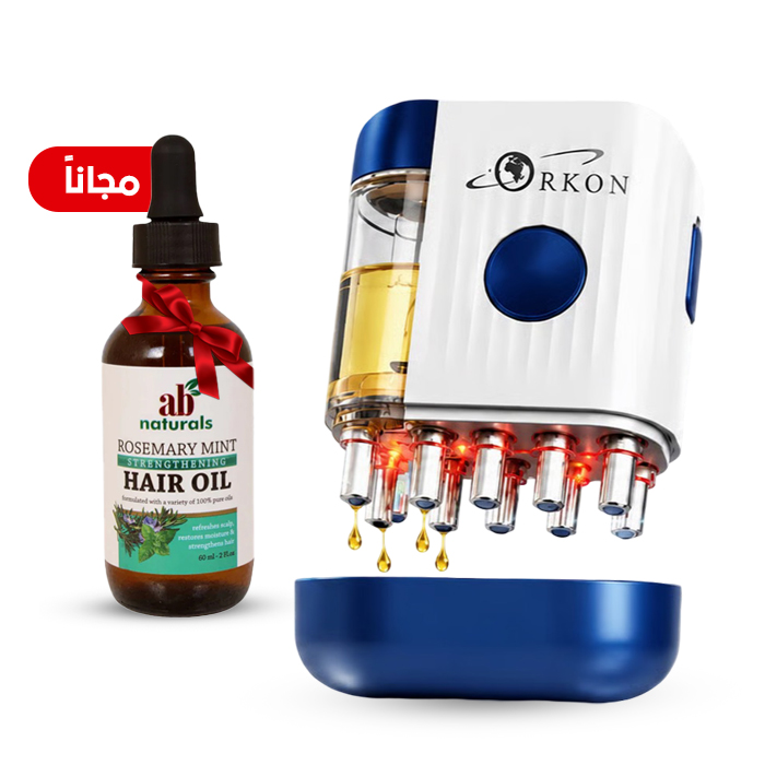  Hair growth stimulator and scalp massager with oils, infrared and ultraviolet light- Orkon 