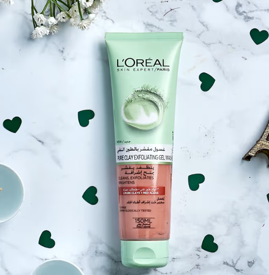  L'Oreal Paris Pure Clay Red Face Cleanser with Red Algae, Exfoliates and Brightens, 150 ml 