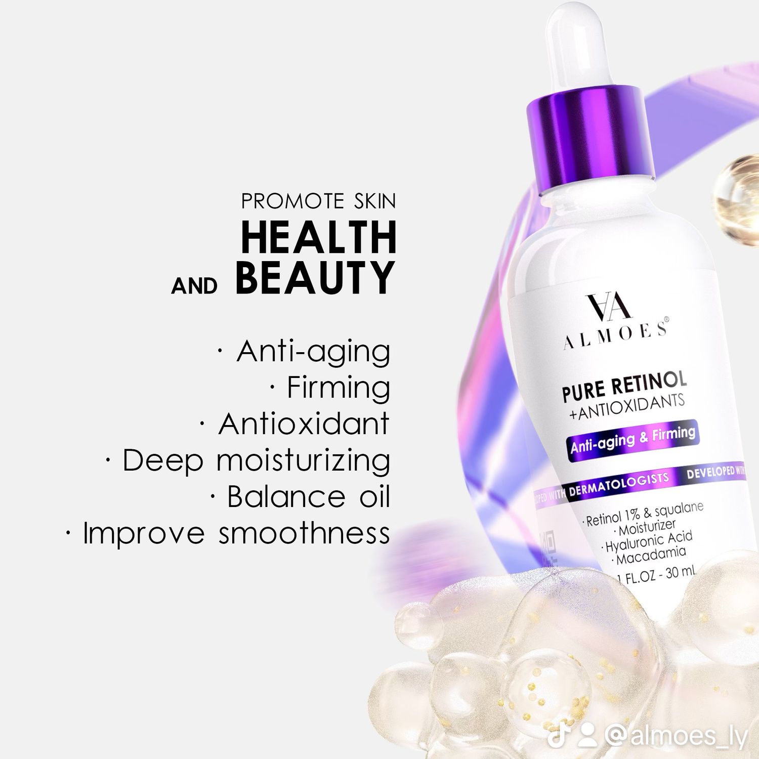  Retinol 1% Squalane Anti-Aging & Firming Serum 30ml - Almoes 