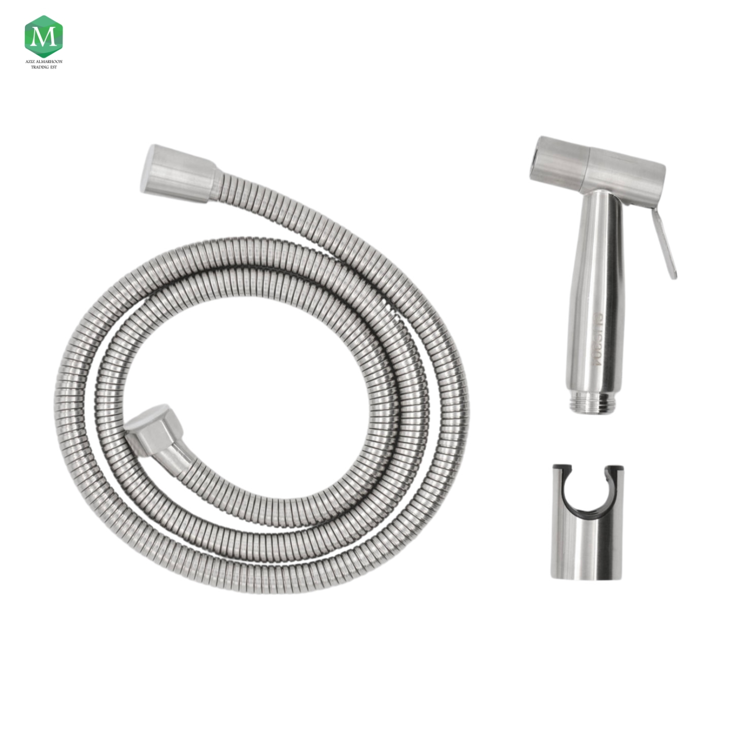 Bidet with matte chrome hose