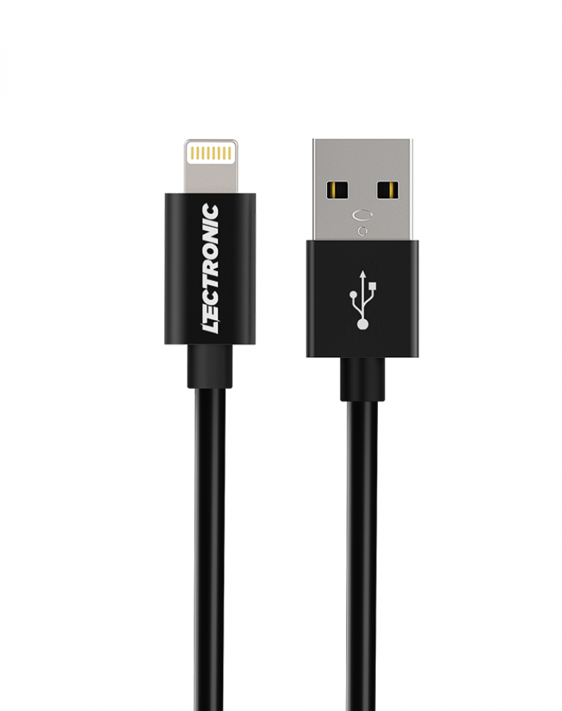 كابل ايفون USB لايتينج ليكترونك جلد 1 متر أسود