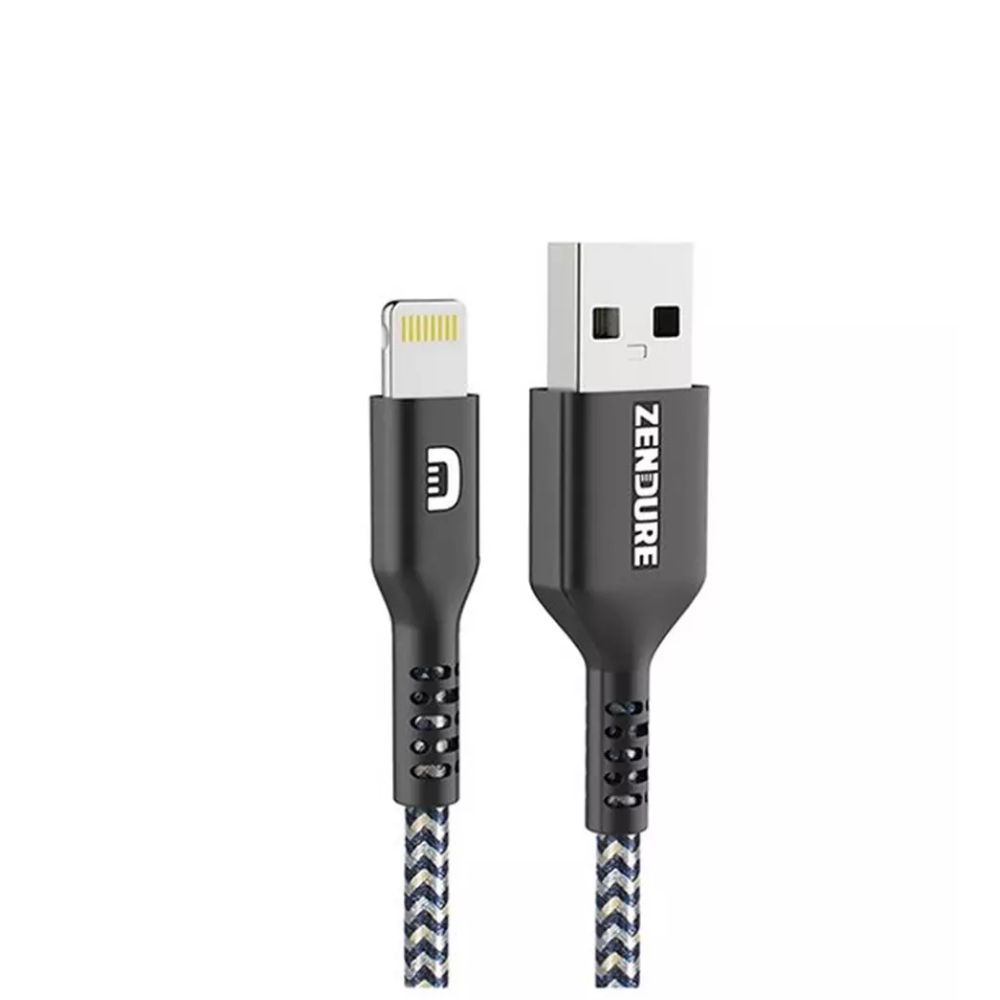 كيبل ايفون USB قماش زندور رمادي 1م