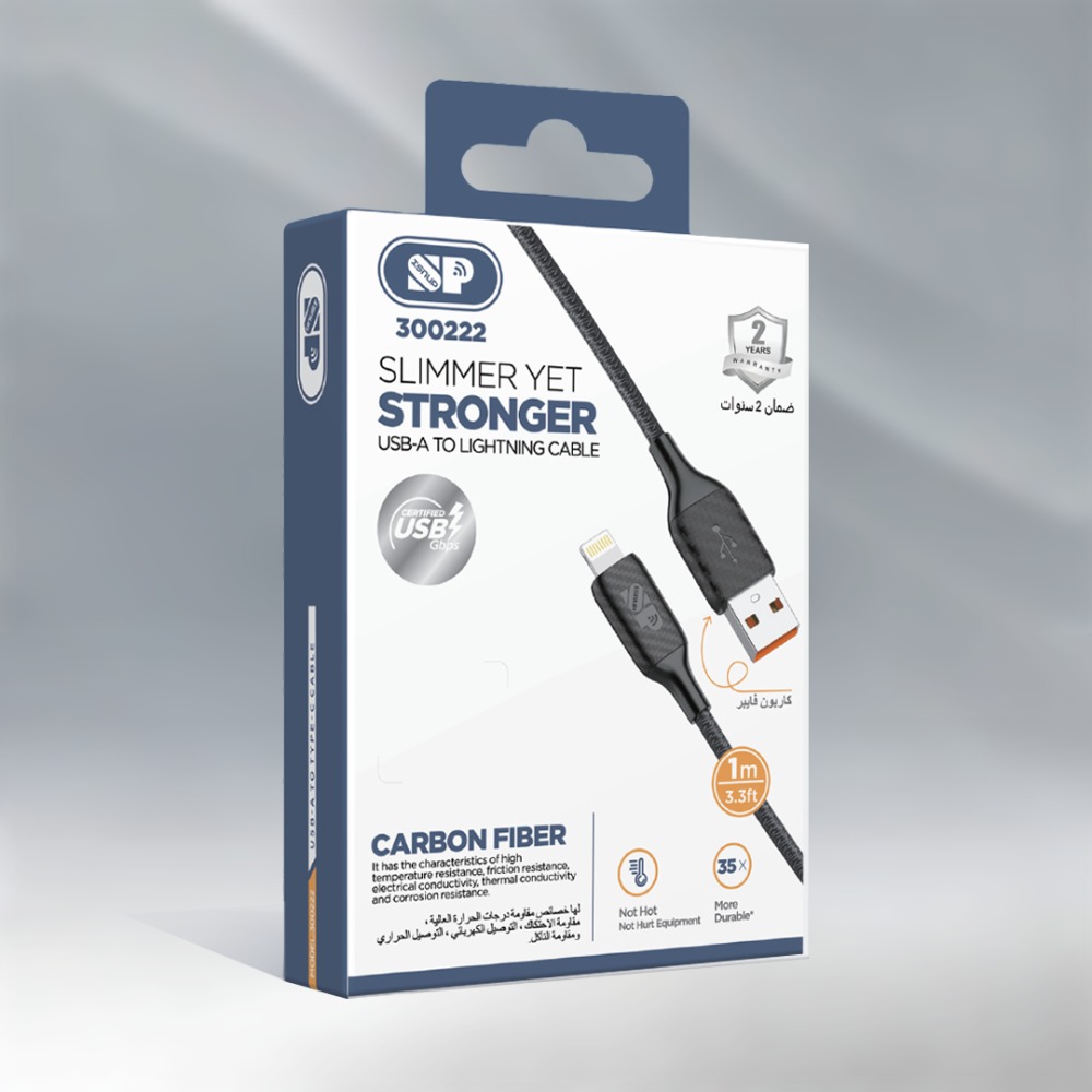كابل ايفون لايتنينج USB قماش 1 متر من سبون