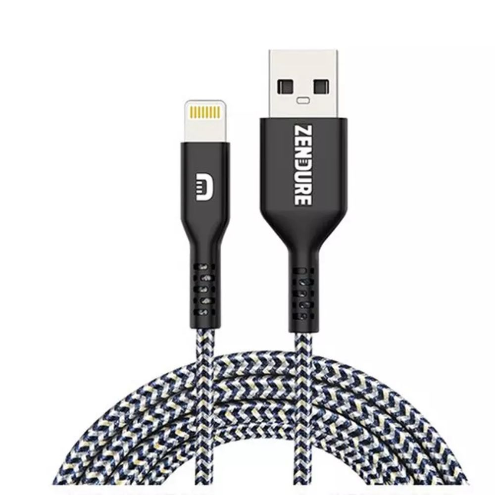كيبل ايفون USB قماش زندور رمادي 1م