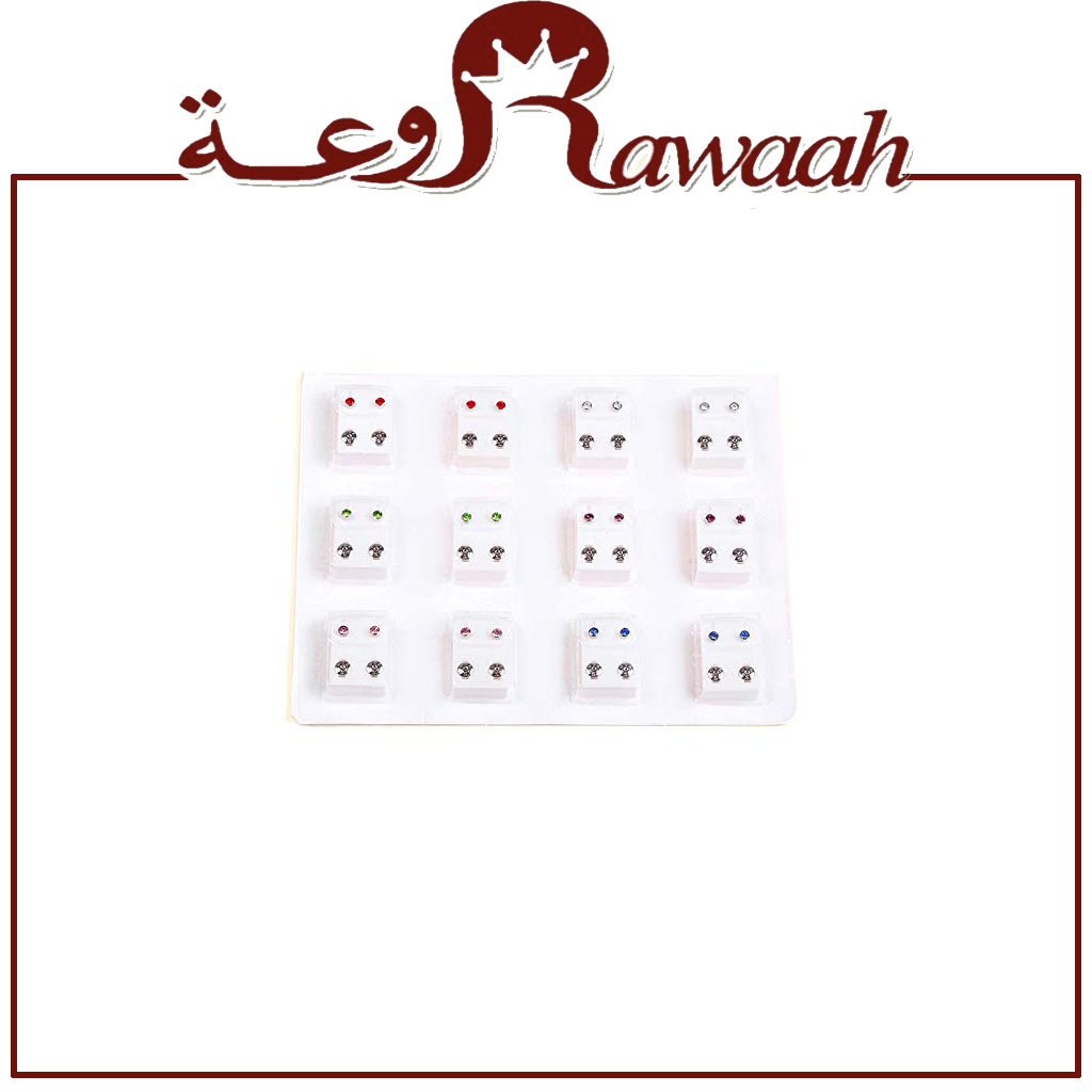 حلق طبي امريكي فضي مع كريستال ملون