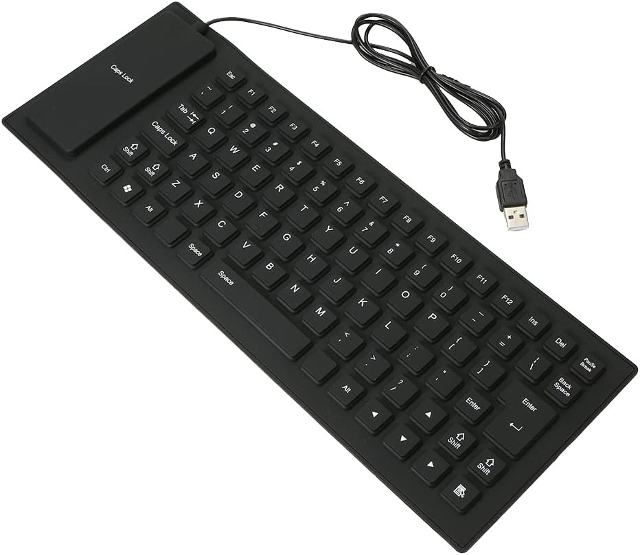كيبورد مرن قابل للطي – 85 مفتاح، USB، مقاوم للماء والغبار – أسود