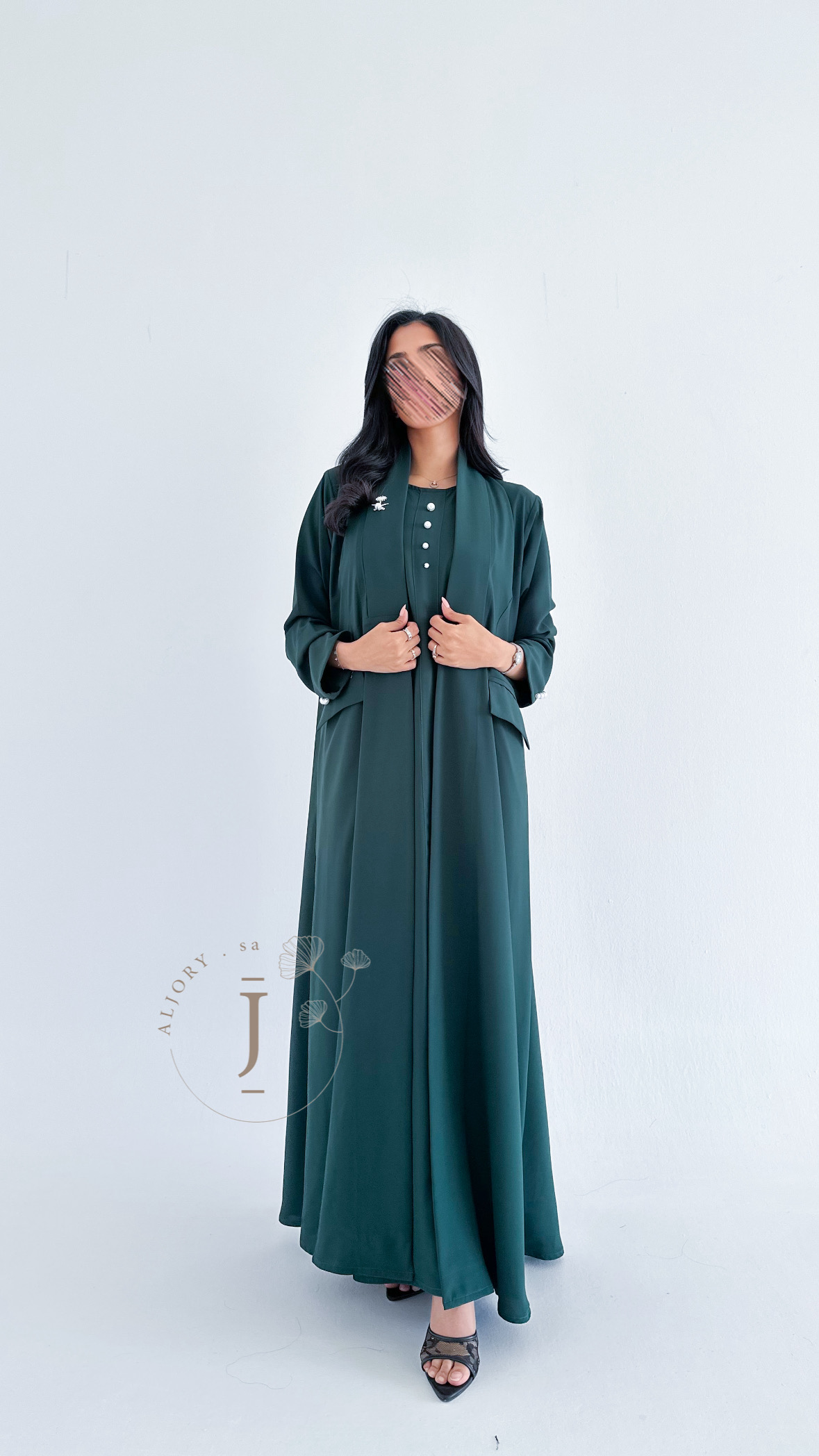 عبايه لون اخضر غامق