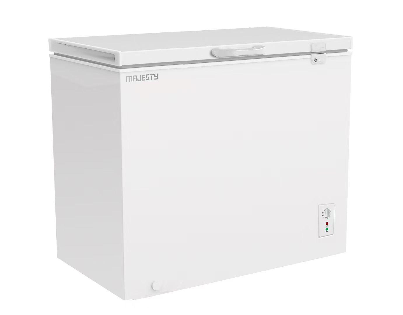 فريزر MAJESTY ماجستي 10.3 قدم باللون الأبيض على خلفية بيضاء.