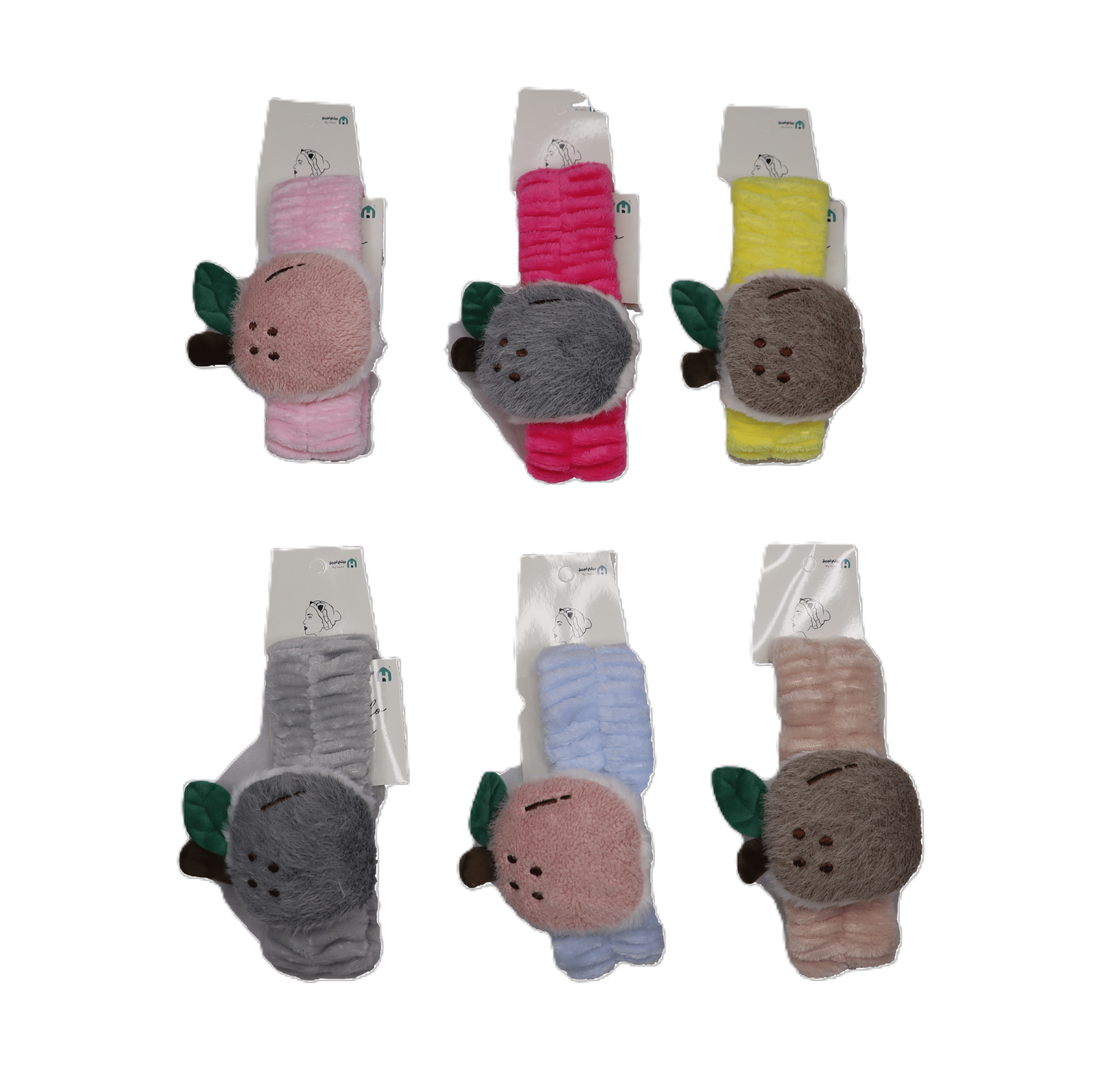 باكت ربطة راس مطاطية على شكل فاكهه 6 قطع من المخمل للاطفال والبنات والنساء