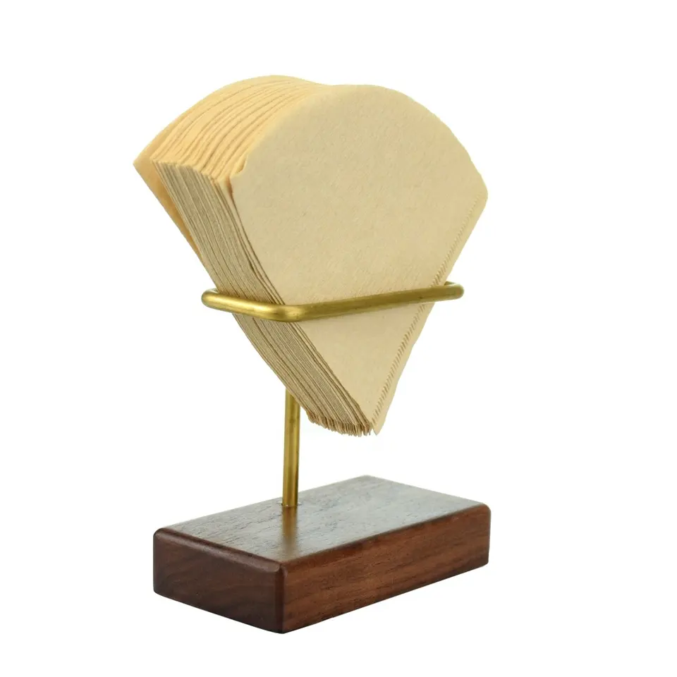 Coffee filter holder in copper and premium wood