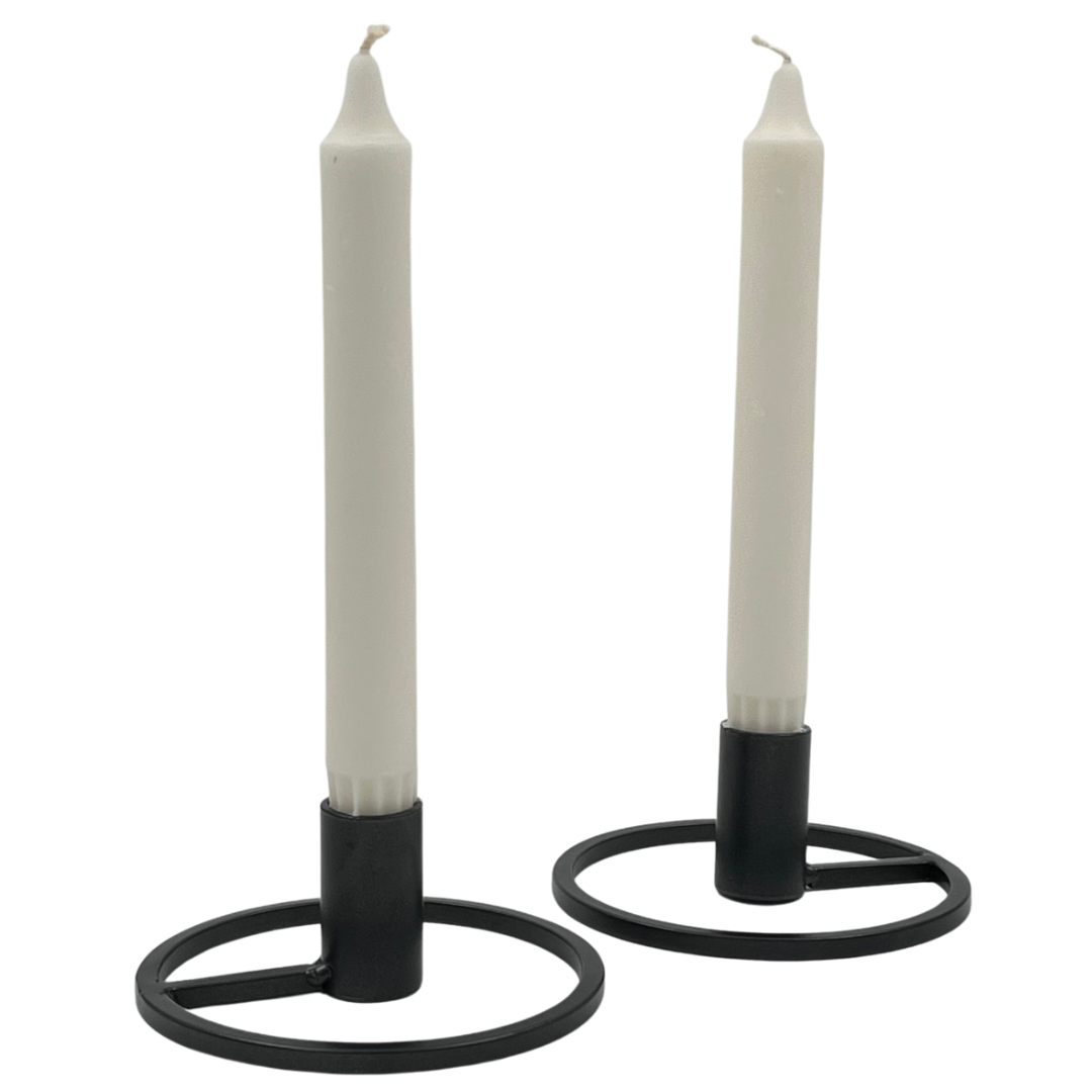 Set of 2 black candle holders 