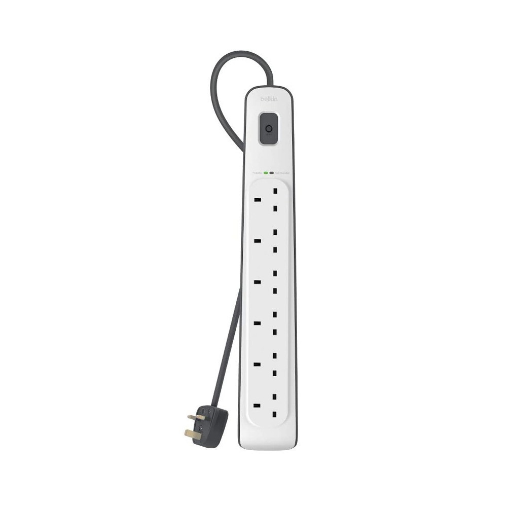 توصيلة كهربائية من بيلكن belkin  الطول 2 متر مع 6 منافذ.