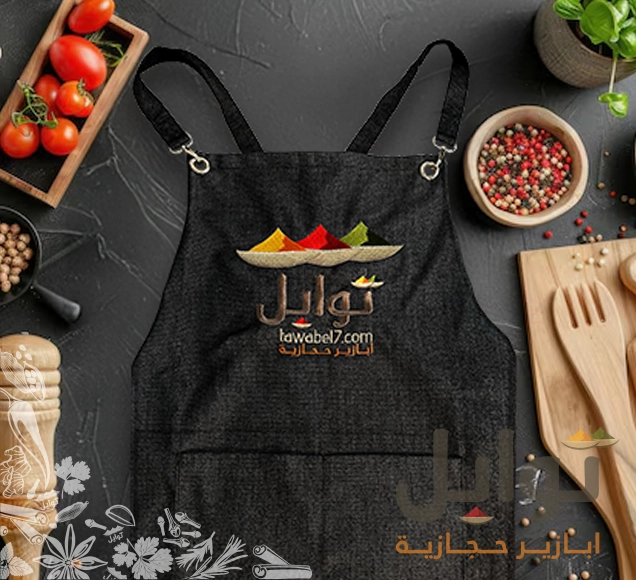 تسوق الآن - مريلة مودرن بلون أسود رسمي وحزام أسود لمظهر أنيق وعملي - حماية فعّالة