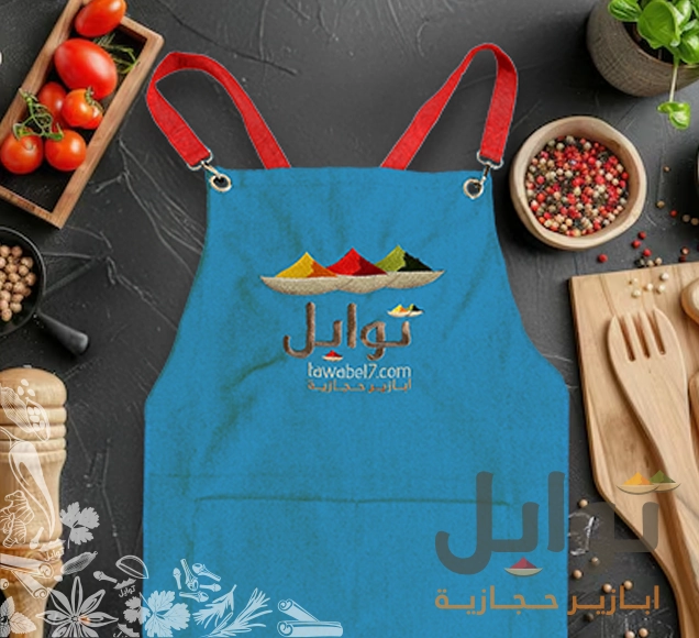 تألقي بأناقة وحماية في مطبخك مع مريلة مودرن بلون تيفاني وحزام جزري - حماية فائقة