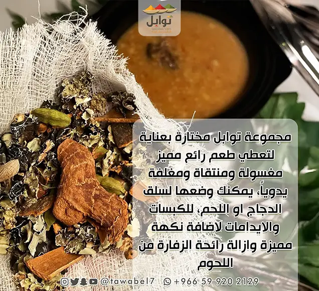طبق شوربة طماطم بالأرز والفطر مقدم في وعاء خزفي مزخرف مع خبز طازج وأعشاب خضراء
