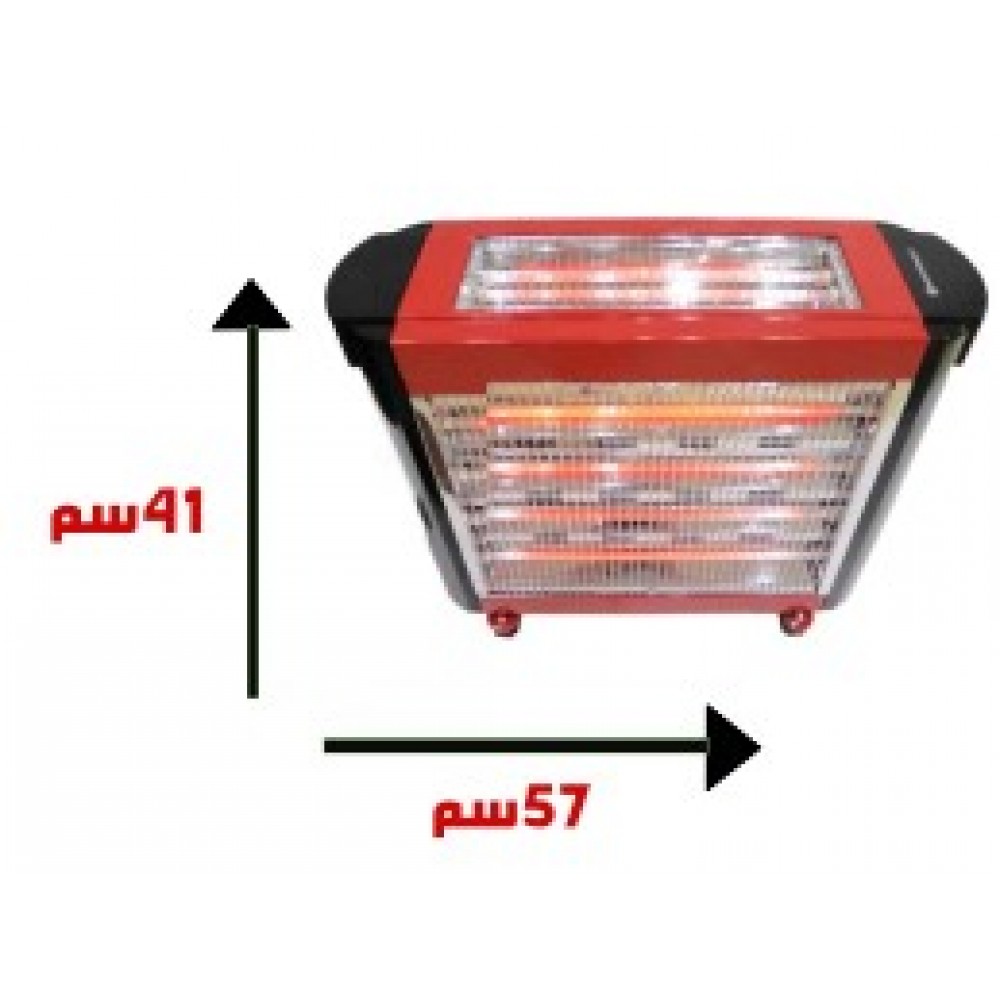  دفاية نيو هاوس كهربائية مستطيلة 1 + 4 شمعات 2400 واط - احمر واسود 