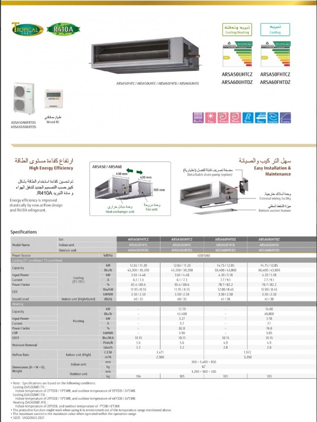   مكيف جنرال  مخفي ح/ب - بسعة 43200وحدة  