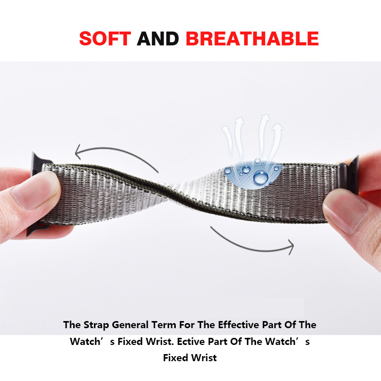  سوار تبديل  النايلون لساعة ابل أسود  -Nylon strap for Apple Watch Blac 