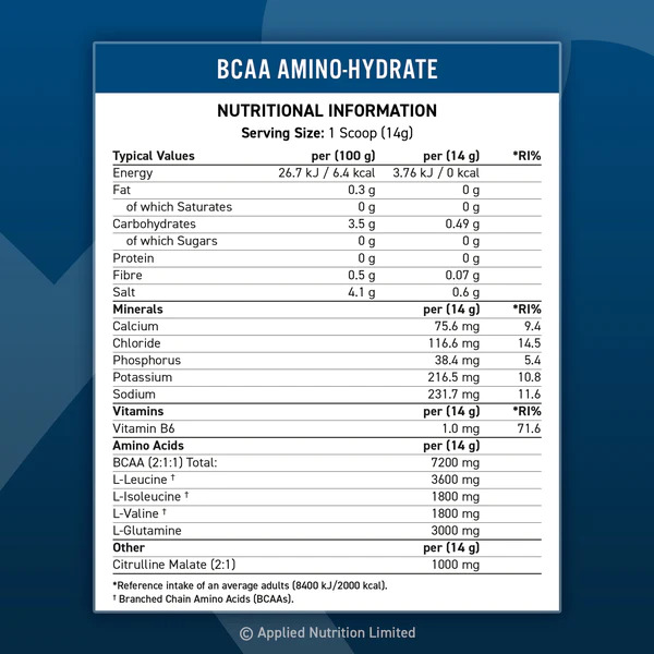 ابلايد نيوترشن بي سي ايه امينوهيدرات, (32 حصة) Applied Nutrition BCAA Amino