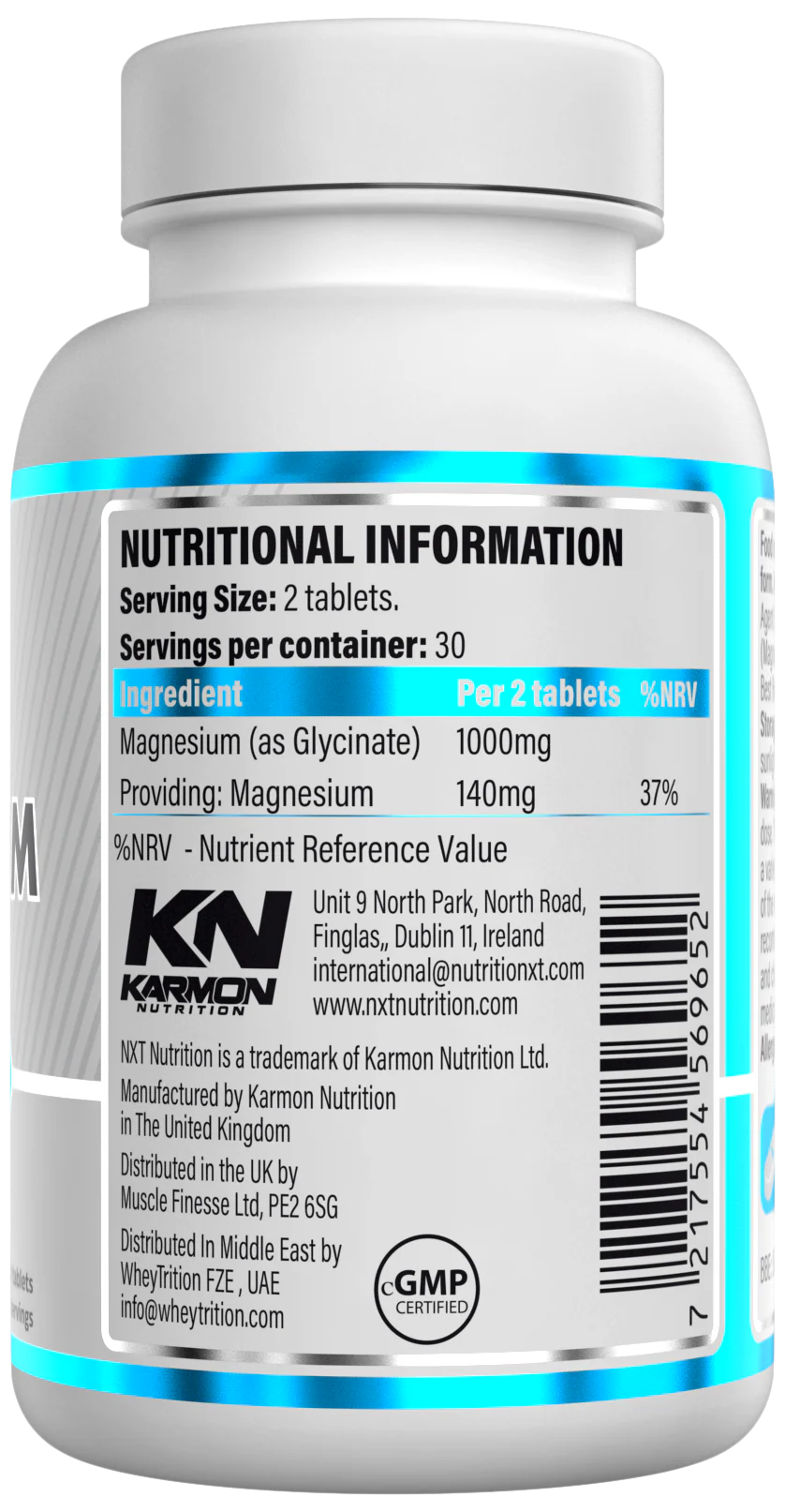 نكست نيوتريشن - جليسينات مغنيسيوم (60 كبسولة) - NXT Nutrition Glycinate Magnesium 