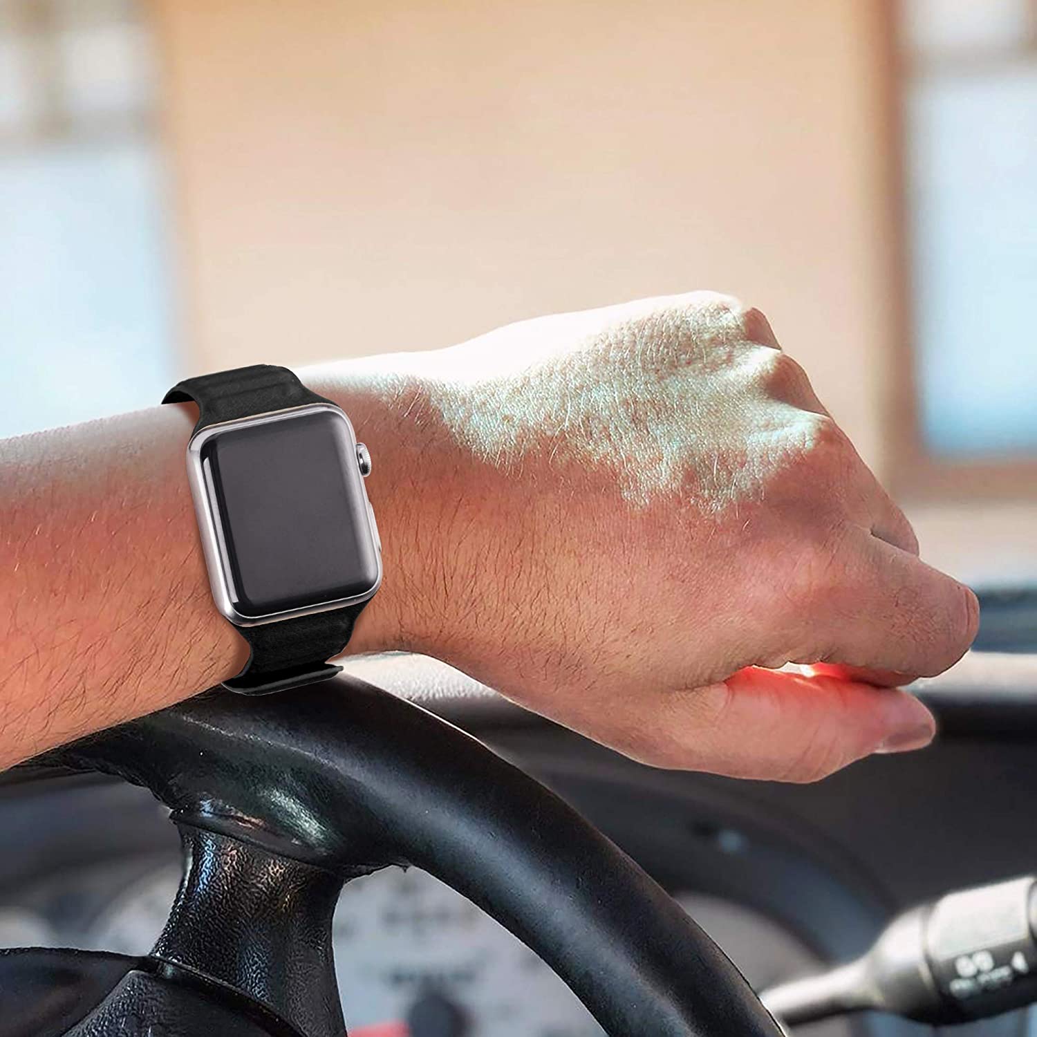  سوار تبديل من الجلد لساعة ابل  أسود-Leather strap for Apple Black 