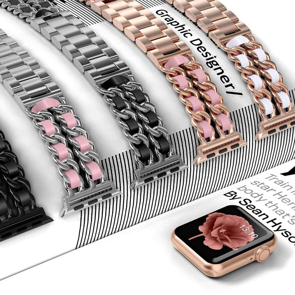  سوار من المعدن والجلد لساعة ابل-Metal & leather strap for Apple Watch 