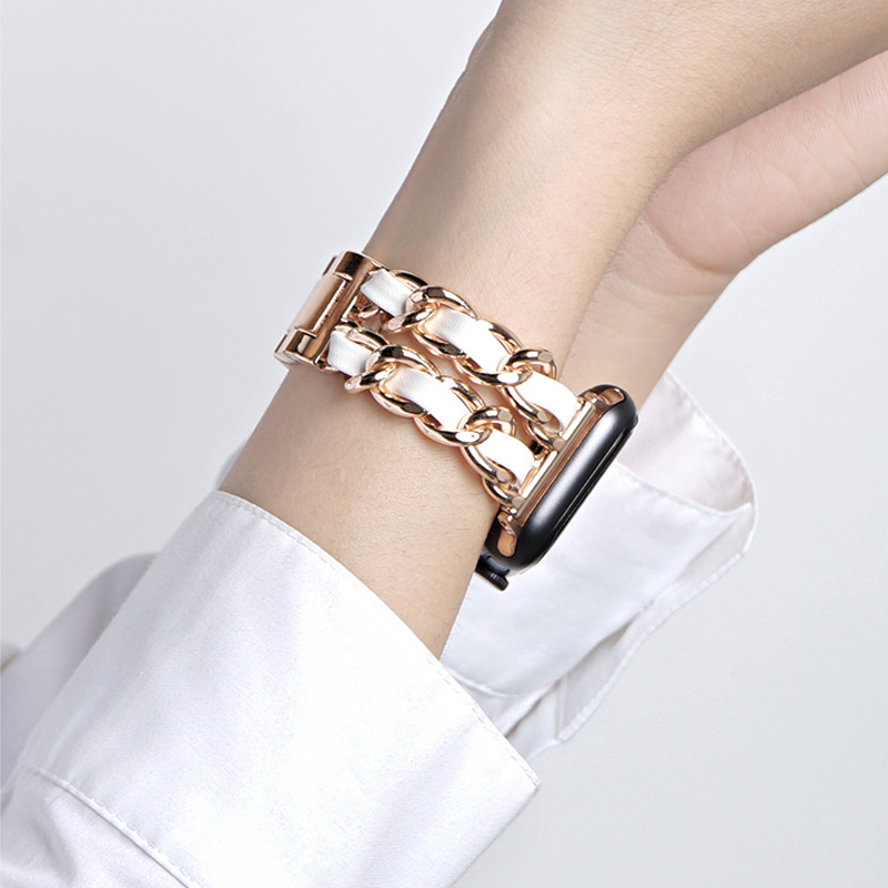 سوار من المعدن والجلد لساعة ابل-Metal & leather strap for Apple Watch 