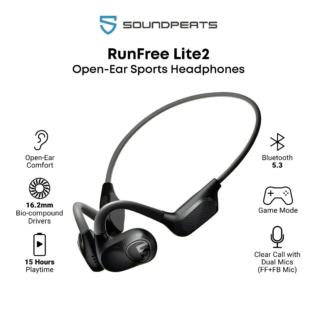  SoundPEATS RunFree Lite 2 Bluetooth Air Conduction Sport Headphones 