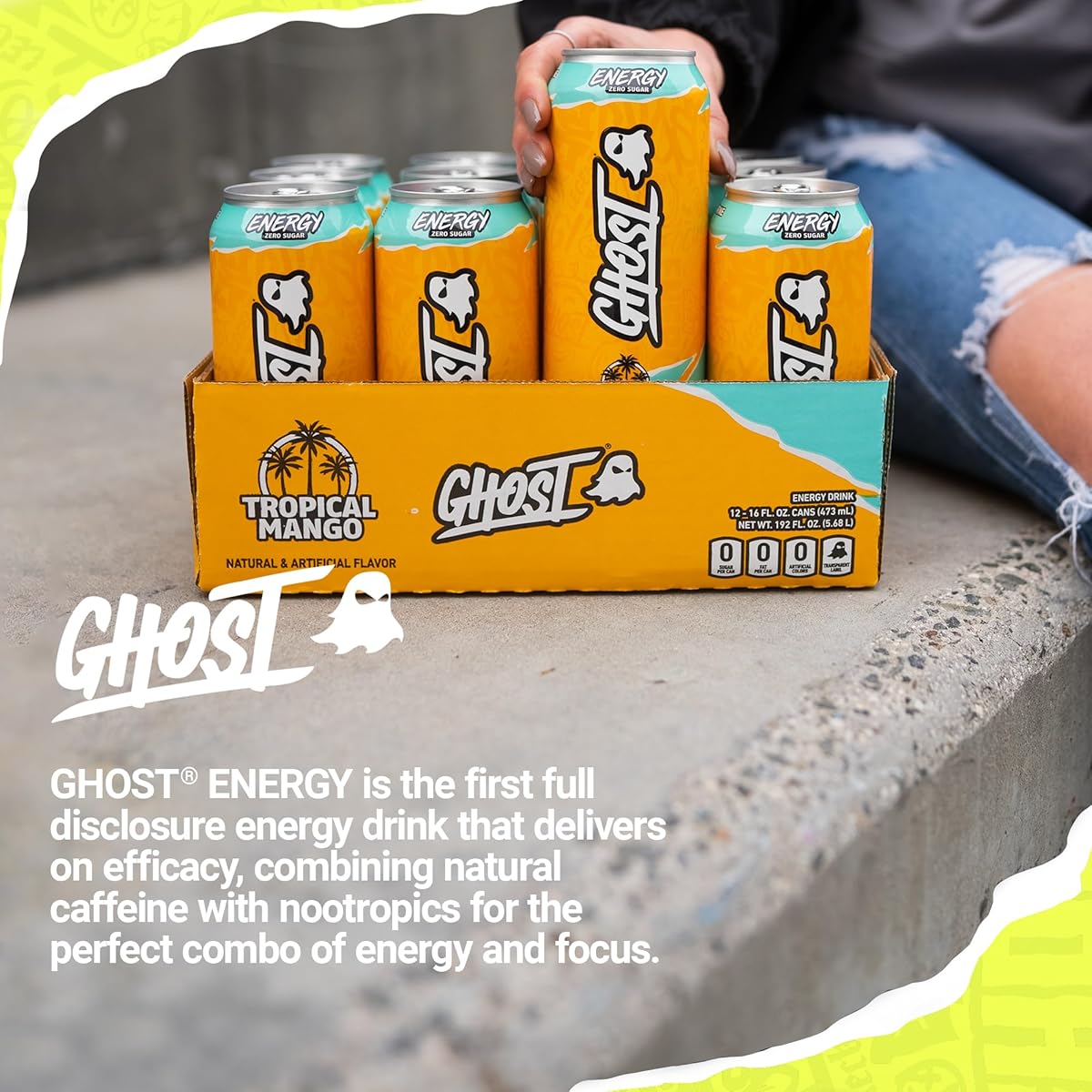  جوست - مشروب طاقة ماقبل التمرين (473 مل) - GHOST- Energy Drink Zero Sugars 