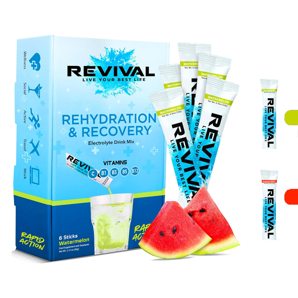  ريفايفل - مزيج مشروب الإلكتروليتات لإعادة الترطيب السريع (6 حبات) - Revival Singles to Go Drink Mix 