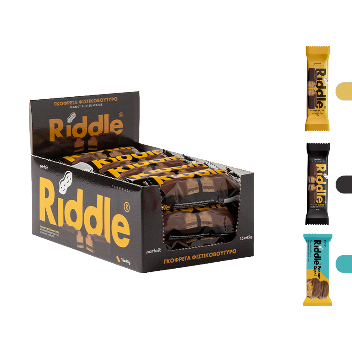  ريدل -  بار ويفر بروتين بزبدة الفول السوداني (15 حبة) - Riddle Peanut Butter Protein Bar Wafer 