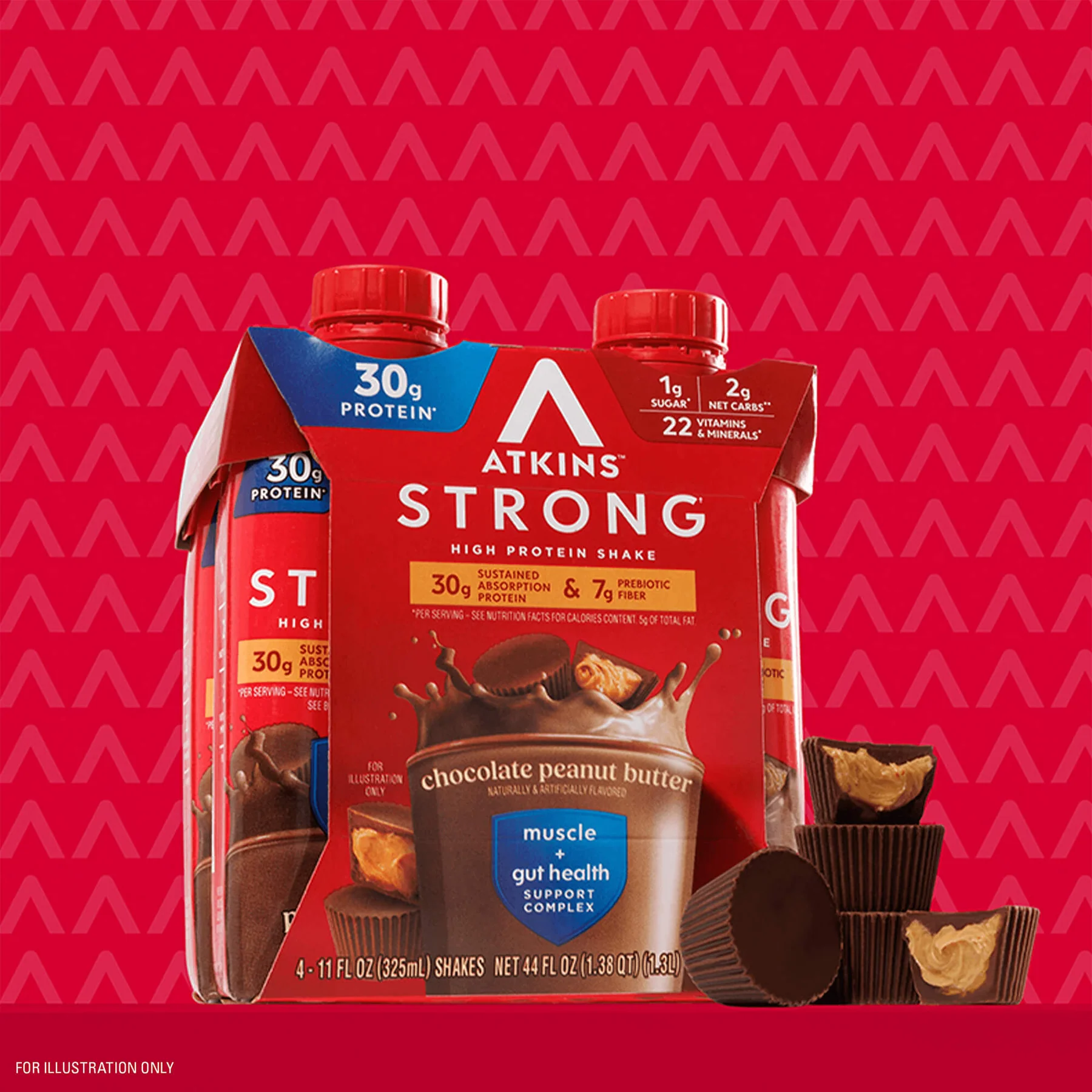  اتكينز - سترونج ميلك شيك عالي البروتين (4 علب) - Atkins Strong High Protein Shake 