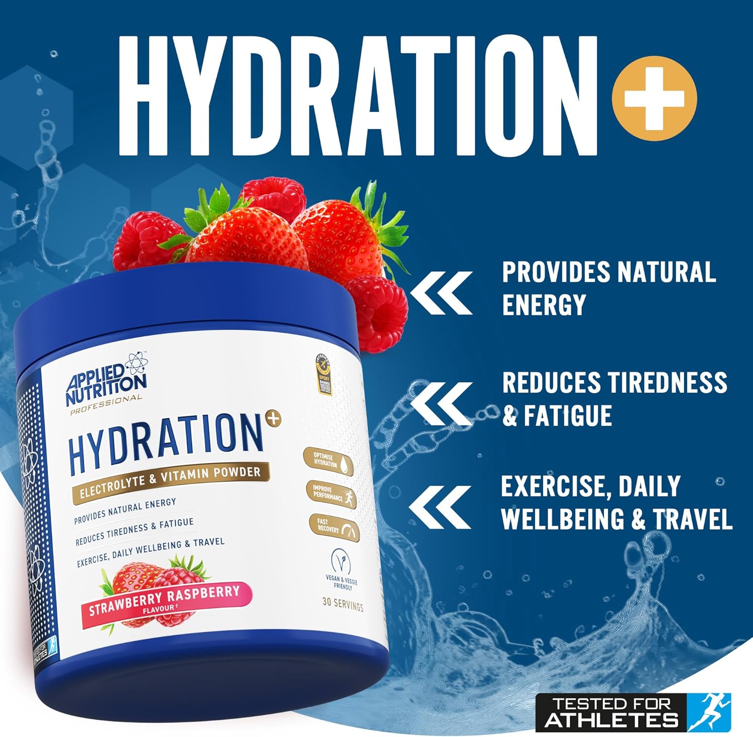  أبلايد نيوتريشن - هيدريشن بلس مسحوق إلكتروليتات وفيتامينات للترطيب (240 جم) - Applied Nutrition Hydration Electrolyte Vitamin 