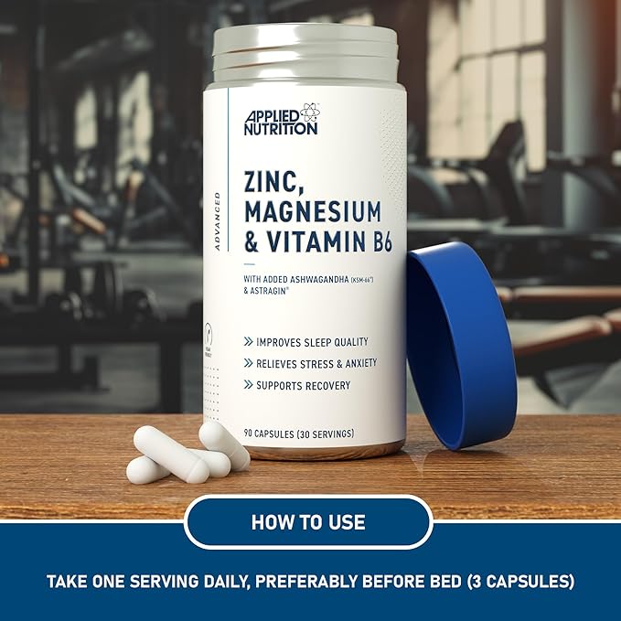  ابلايد نيوترشن - ZMA مع اشواجندا (90 كبسولة) - Applied Nutrition ZMA With Ashwagandha 