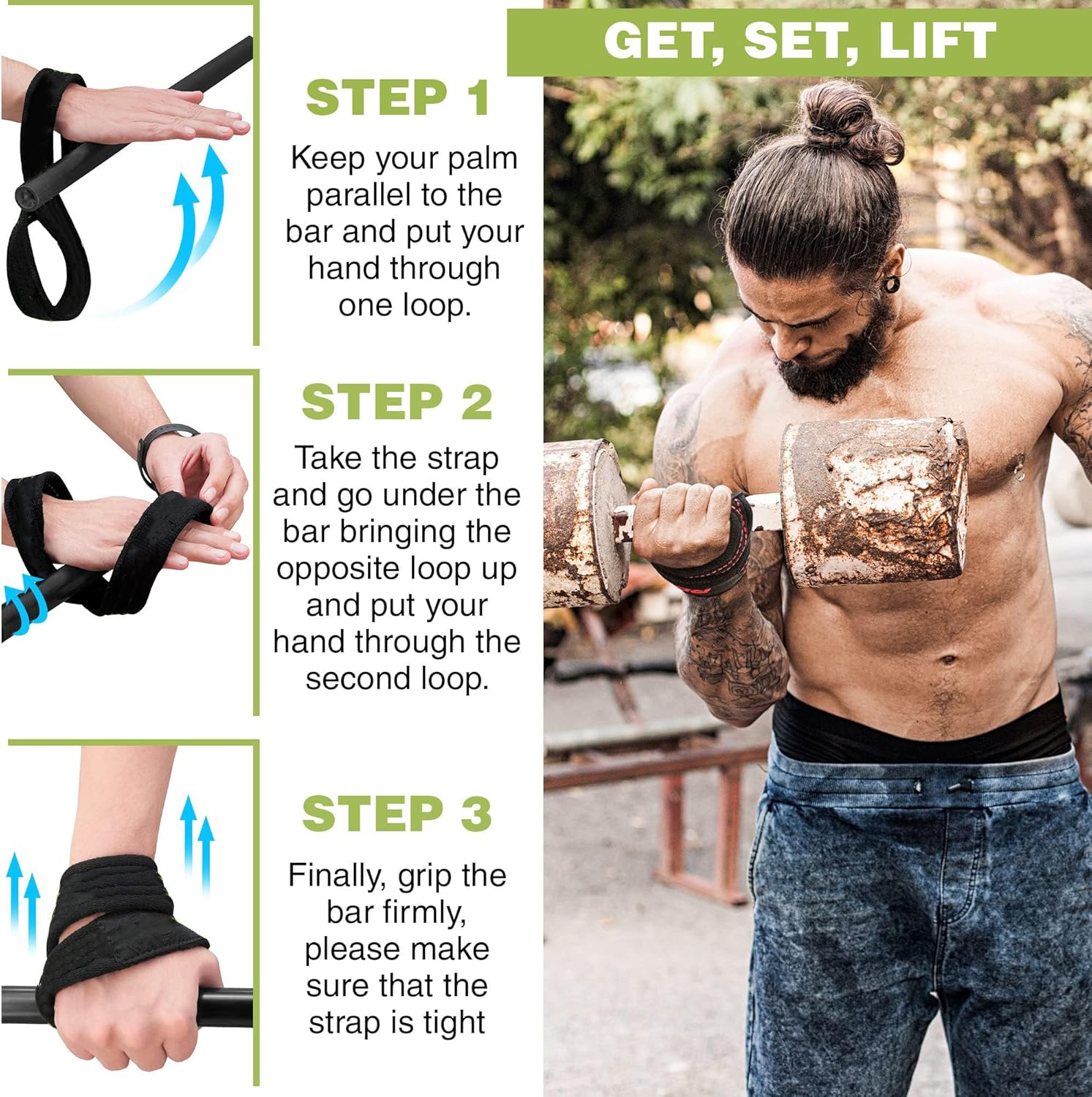  فيجور - أحزمة رفع الأثقال بتصميم شكل 8 - Vigor Figure 8 Lifting Straps 