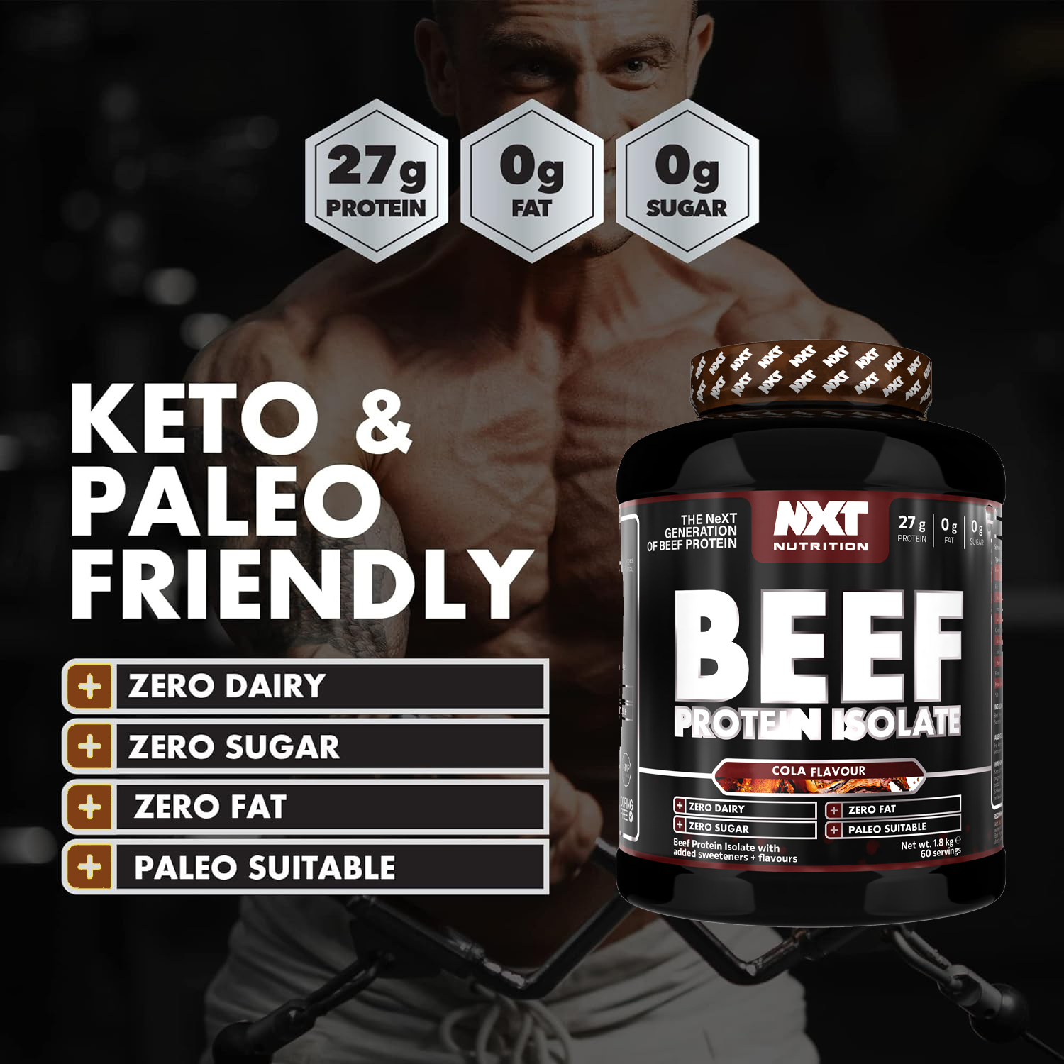  NXT Nutrition Beef Protein Food Supplement Gluten Free 